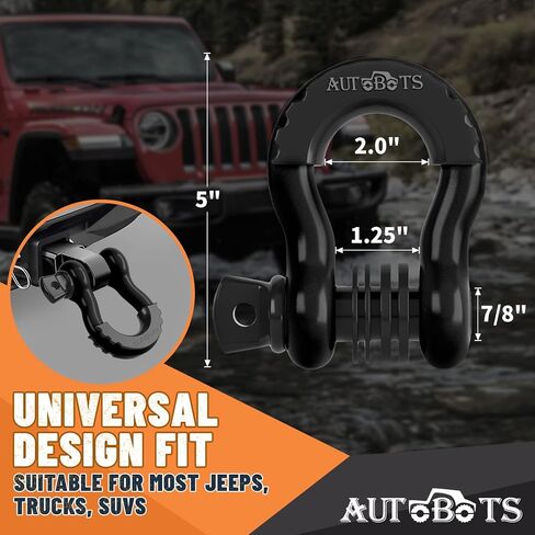 AUTOBOTS 3/4" D Ring Shackles (2 Pack), D Rings Heavy Duty 48,000Ib Break Strength with 7/8" Pin, Tow Hooks for Offroad Vehicle Truck Recovery White in Kuwait