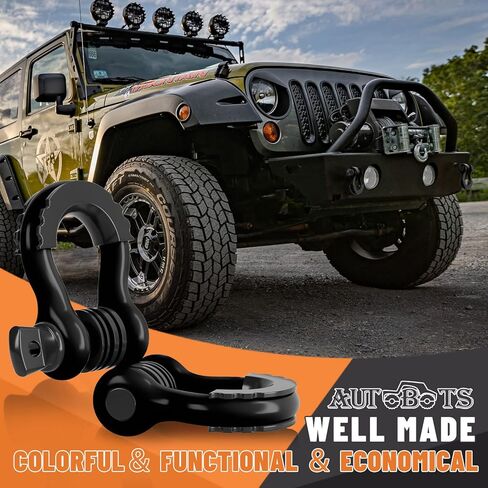 AUTOBOTS 3/4" D Ring Shackles (2 Pack), D Rings Heavy Duty 48,000Ib Break Strength with 7/8" Pin, Tow Hooks for Offroad Vehicle Truck Recovery White in Kuwait