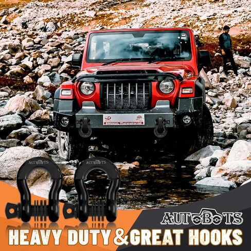 AUTOBOTS 3/4" D Ring Shackles (2 Pack), D Rings Heavy Duty 48,000Ib Break Strength with 7/8" Pin, Tow Hooks for Offroad Vehicle Truck Recovery White in Kuwait