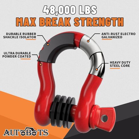 Autobots 3/4 "D Ring Stackles (2 Pack) ، D Rings Hucking 48،000IB BROKE PONT مع PIN 7/8" ، خطاف السحب لشاحنة مركبة أبيض على الطرق الوعرة in Kuwait