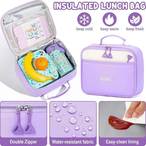 Fimibuke Backpacks for Girls, 3 PCS Waterproof School Backpack with Lunch Box & Pencil Pouch for Kids Teen Girl, Cute Bookbag School Bag for Elementary Middle High School Student Ages 6+(Blue) in Saudi Arabia