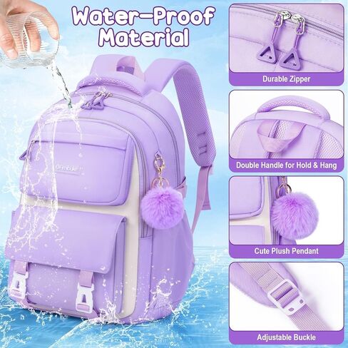 Fimibuke Backpacks for Girls, 3 PCS Waterproof School Backpack with Lunch Box & Pencil Pouch for Kids Teen Girl, Cute Bookbag School Bag for Elementary Middle High School Student Ages 6+(Blue) in Saudi Arabia