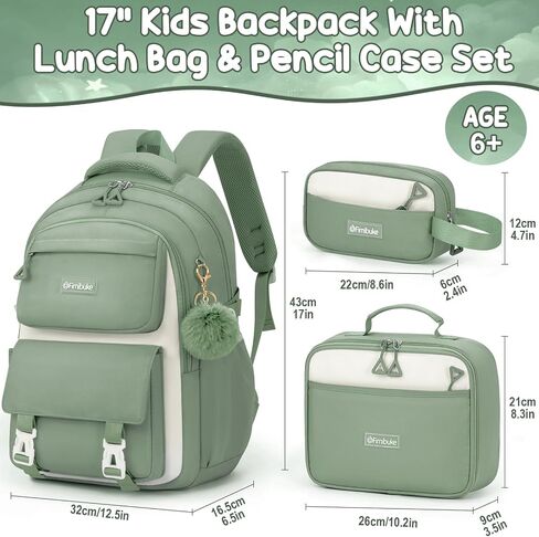 Fimibuke Backpacks for Girls, 3 PCS Waterproof School Backpack with Lunch Box & Pencil Pouch for Kids Teen Girl, Cute Bookbag School Bag for Elementary Middle High School Student Ages 6+(Blue) in Saudi Arabia
