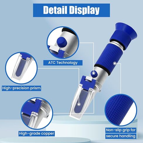 Salinity Refractometer Salt Water Tester ATC Automatic Temperature Compensation for Brine, Food, Industry, Seawater 0~28% Scale Range, Made of Copper Not Cheap Aluminum in Kuwait