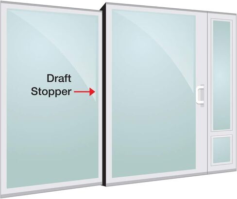 Sliding Glass Door Draft Stopper | Energy-Efficient Weatherstripping for Sliding Door Pet Panels | Dog and Cat Door Compatible | Universal Fit & Easy Installation | Black, 96" Length in Saudi Arabia