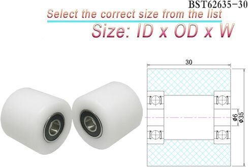 1pcs Diameter 30mm Hole 6mm POM Roller BST62630-50 Polyurethane Bearing 6x30x50 Driven Pulley Double Bearing Guide Wheel 6 * 30 * 50(10x40x30mm) in Saudi Arabia