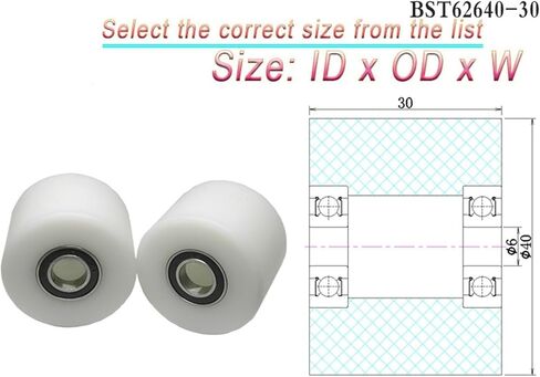 1pcs Diameter 30mm Hole 6mm POM Roller BST62630-50 Polyurethane Bearing 6x30x50 Driven Pulley Double Bearing Guide Wheel 6 * 30 * 50(10x40x30mm) in Saudi Arabia