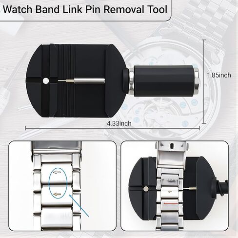 Watch Link Removal Kit, 19 in 1 kit, Can be Used for Strap Length Disassembly and Adjustment, Watch Strap Removal Tool, Tool Hammer, Cleaning Cloth and Spare Needle, with User Manual. in Saudi Arabia