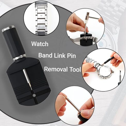 Watch Link Removal Kit, 19 in 1 kit, Can be Used for Strap Length Disassembly and Adjustment, Watch Strap Removal Tool, Tool Hammer, Cleaning Cloth and Spare Needle, with User Manual. in Saudi Arabia