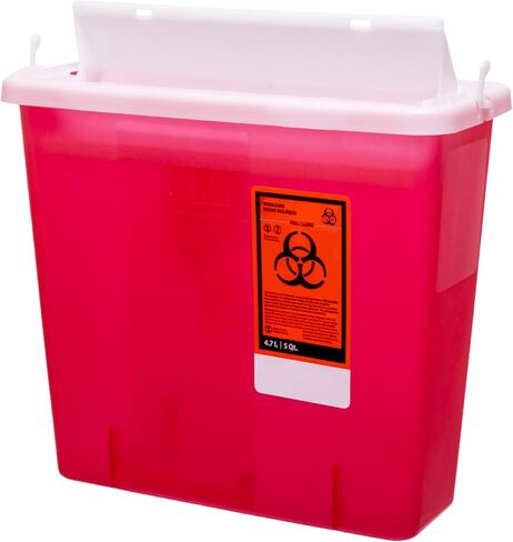 Sharps Container 5 Quart with Mailbox Style Lid - Large - Puncture Resistant for Safe Needle Disposal - for Home, Travel and Medical use in Saudi Arabia