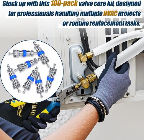 Valve Core Kit Compatible R410 R32 R22 – 100 Pack High Pressure Valve Cores with Teflon Seal, HVAC Refrigerant AC Core Replacement for Air Conditioning and Refrigeration Systems in Saudi Arabia
