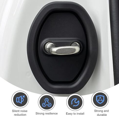 Car Door Shock Absorber, 2 PCS Silicone Silent Absorption Lock Accessories, Rust-Proof Door Lock Cover Parts Protective Pads, Universal for Most Cars SUVs and Trucks (Black) in Kuwait