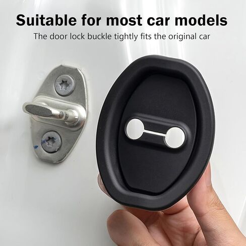 Car Door Shock Absorber, 2 PCS Silicone Silent Absorption Lock Accessories, Rust-Proof Door Lock Cover Parts Protective Pads, Universal for Most Cars SUVs and Trucks (Black) in Kuwait