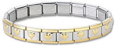 Italian Charm Bracelets Stainless Steel Gold Heart 9 mm Link Mothers Day Gifts in Saudi Arabia