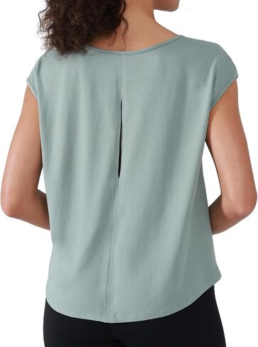 Open Back Workout Tops for Women Lightweight Sleeveless Loose Fit Yoga Shirts Soft Athletic Tops Curved Hem in Kuwait