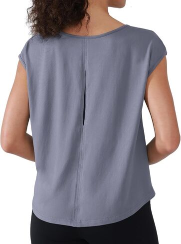 Open Back Workout Tops for Women Lightweight Sleeveless Loose Fit Yoga Shirts Soft Athletic Tops Curved Hem in Kuwait