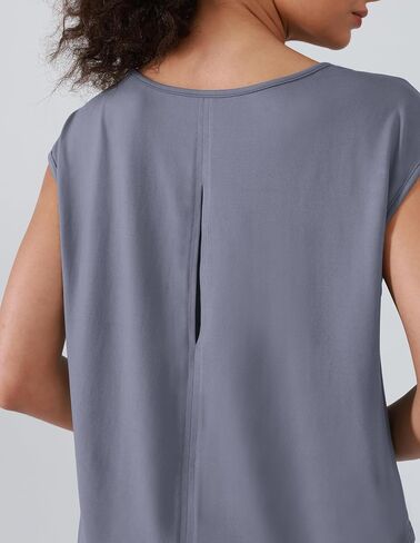 Open Back Workout Tops for Women Lightweight Sleeveless Loose Fit Yoga Shirts Soft Athletic Tops Curved Hem in Kuwait