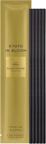 Glasshouse Fragrances Kyoto in Bloom Replacement Scent Stems, Perfume Scented Liquidless Diffuser Refills, Essential Home Fragrance & Decor, Camellia & Lotus, 5 Stems in Saudi Arabia