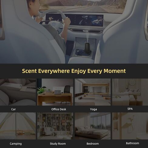 Waterless Oil Diffuser, Portable Car Diffusers for Essential Oils, Wireless Diffusers with 3 Mist Levels & Timer, ABS Material, Starry Night Light for Car Home Office, Includes 3 Scent Oils in Saudi Arabia