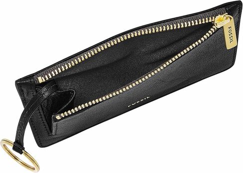 محفظة نسائية من Fossil Logan LiteHide™ مصنوعة من الجلد بتقنية RFID وسحاب حول حافظة البطاقات، باللون الأسود (الموديل: SL10045001) in Kuwait
