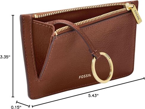 محفظة نسائية من Fossil Logan LiteHide™ مصنوعة من الجلد بتقنية RFID وسحاب حول حافظة البطاقات، باللون الأسود (الموديل: SL10045001) in Kuwait
