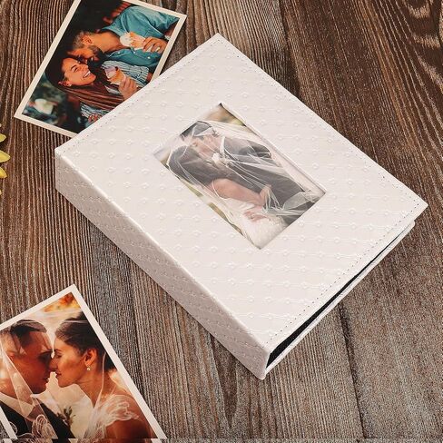 Recutms 200 Pocket Photo Album 4x6 Small Pu Leather Cover Family Family Baby Anniversary Travel Personalized Photo Book (White) in Kuwait
