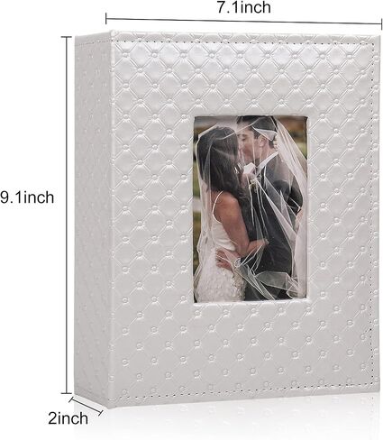 Recutms 200 Pocket Photo Album 4x6 Small Pu Leather Cover Family Family Baby Anniversary Travel Personalized Photo Book (White) in Kuwait