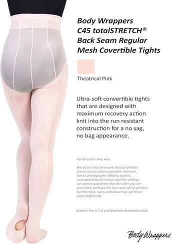 Body Wrappers Adult TotalSTRETCH Mesh Seamed Convertible Tights A45 in Saudi Arabia