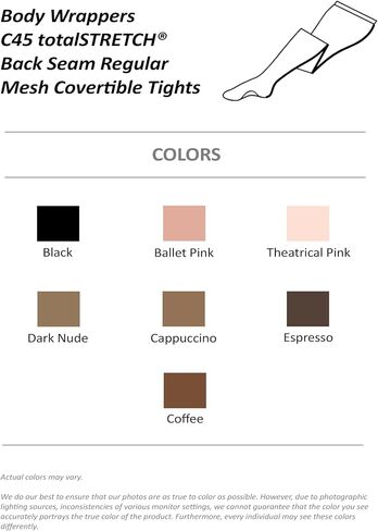 Body Wrappers Adult TotalSTRETCH Mesh Seamed Convertible Tights A45 in Saudi Arabia