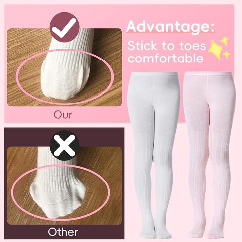 Zando 2 Pack Girls Tights for School Uniform Girls Cable Knit Tights Cotton Stockings for Kids Leggings Girls Pantyhose 6-12T in Saudi Arabia