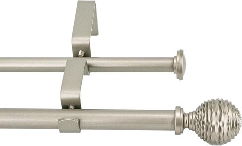 5/8" Double Curtain Rod with Boule Finials,Weathered White,28‘’-48‘’ in Saudi Arabia