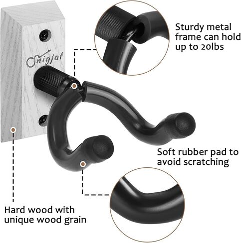 SNIGJAT Guitar Hanger, Hardwood Guitar Wall Mount, Guitar Wall Hanger Holder Hook Stand for Electric, Acoustic, Classical Guitar, Ukulele, Banjo, Bass, Mandolin, Guitar Accessories for Guitar Player in Kuwait