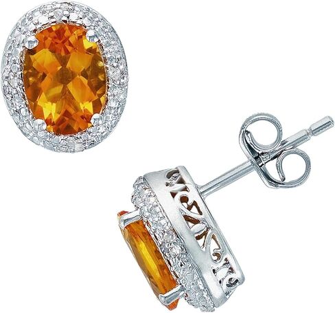 925 Sterling Silver Citrine 2-1/4 CT ، أقراط مسمار الماس in Saudi Arabia