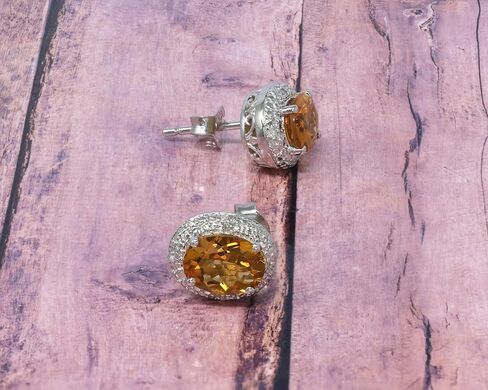 925 Sterling Silver Citrine 2-1/4 CT ، أقراط مسمار الماس in Saudi Arabia