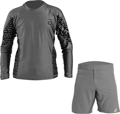 2BOLD Compression Rash Guard Shirt for Kids, Jiu Jitsu No Gi MMA Shorts 2PC Quick Dry Wrestling Workout Gym Set in Saudi Arabia