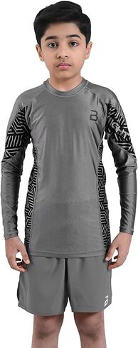 2BOLD Compression Rash Guard Shirt for Kids, Jiu Jitsu No Gi MMA Shorts 2PC Quick Dry Wrestling Workout Gym Set in Saudi Arabia