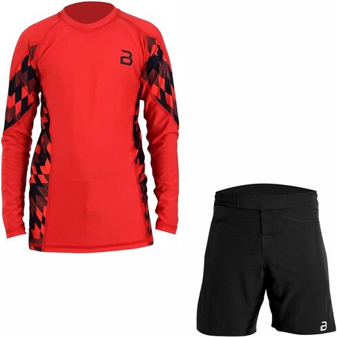2BOLD Compression Rash Guard Shirt for Kids, Jiu Jitsu No Gi MMA Shorts 2PC Quick Dry Wrestling Workout Gym Set in Saudi Arabia