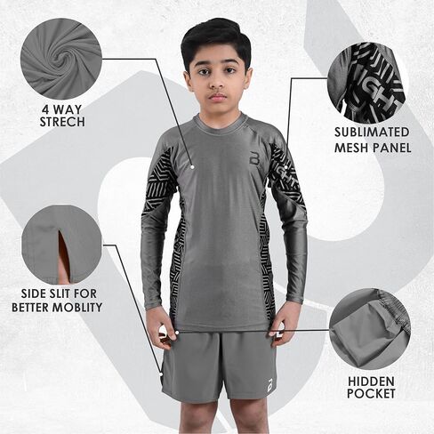 2BOLD Compression Rash Guard Shirt for Kids, Jiu Jitsu No Gi MMA Shorts 2PC Quick Dry Wrestling Workout Gym Set in Saudi Arabia