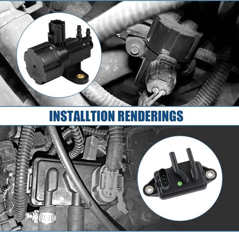 EGR Pressure Feedback Sensor DPFE15 + EGR vacuum solenoid valve vs63 Replacement for Ford F-150 E-150,E-250,Explorer,Ranger,Escape,Mustang,Lincoln Town Car,Mercury Cougar,F77Z9J460AB, F77Z9J460AB in Saudi Arabia