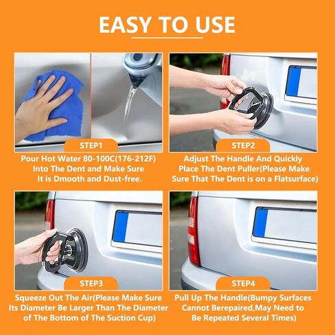 3 عبوة أدوات مزيل Car Dent للسيارة ، مجموعة Car Dent Puller Kit Auto Body Dent ، كوب الشفط لمجموعة إصلاح Car Dent ، أدوات إزالة جسم Dent Car Dent (Black+Orange) in Saudi Arabia