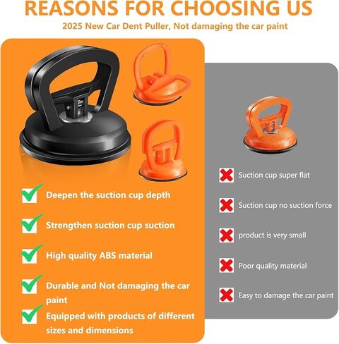 3 عبوة أدوات مزيل Car Dent للسيارة ، مجموعة Car Dent Puller Kit Auto Body Dent ، كوب الشفط لمجموعة إصلاح Car Dent ، أدوات إزالة جسم Dent Car Dent (Black+Orange) in Saudi Arabia