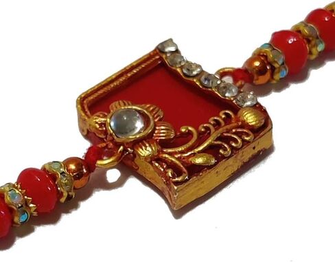 UtsaWe Rakhi Gift Box | Rakhi Gift Hamper made with a Beautiful Mina Rakhi, Roli, Chaval, Mini Thali Set, Greeting Card, and Chocolates | Rakshabandhan Gift | Rakhi Set | Rakhi Hamper | Brother Rakhi (Rakhi_GiftBox_One) in Kuwait