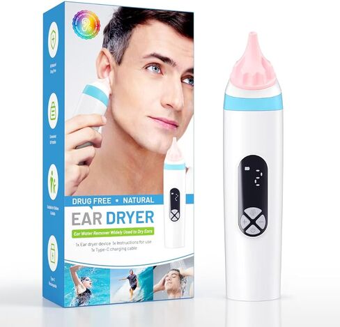 Ear Dryer for Swimmers - Rechargeable & Portable Electronic Ear Water Remover with Dual Drying Modes, Safe Warm Air Technology for Fast Moisture Removal After Swimming, Showering & Water Sports in Saudi Arabia