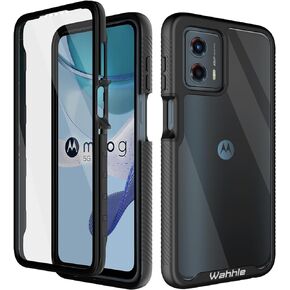 حافظة wahhle لهاتف Moto G 5G 2023، حافظة Moto G Power 5G 2023، واقي شاشة مدمج لكامل الجسم مقاوم للصدمات، غطاء هاتف واقٍ ممتص للصدمات للرجال والنساء - أسود