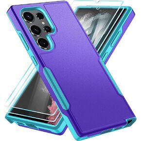 SunRemex for Samsung Galaxy S24 Ultra Case with HD Screen Protector, Multicolour Heavy-Duty Hard and Soft Layer Cover for Samsung S24 Ultra 6.8" (WineRedPink)
