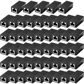 50 PCS Gigabit RJ45 Coupler, Ethernet Extender Connector in Line Coupler for Cat8/Cat7/Cat6/Cat5e/Cat5 Ethernet Cable Extender Adapter Female to Female (Black)