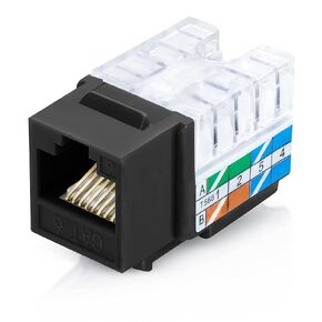 RJ45 Cat6 Keystone Jack UL-Listed 15-Pack, Slim Profile CAT5E/CAT5 Ethernet Wall Jack UTP 110-type Modular Jack Black