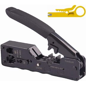 [CAT5/5e CAT6/6a CAT7 Modular Crimper] Crimps Shielded and Unshielded RJ45 (8P8C) RJ12 (6P6C) RJ11 (6P4C) Network Connectors Ethernet Data and Telephone Jacks Matte Black