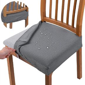 Chair Seat Covers Set of 2 Waterproof Dining Room Chair Covers Stretch Kitchen Chair Slipcovers Protector for Armless Chairs (2, Federal Blue, Rear Covered)