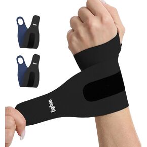 Ultra Thin and Soft Wrist Brace Wrist Wraps for Men and Women, Adjustable Wrist Support for Basketball Tennis Badminton Yoga Carpal Tunnel Syndrome, Pack of 2 (Black)